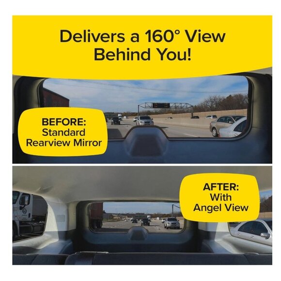 Wide View Rearview 12" Mirror Angel View Curved & Reduces Blind Spots Fits Most - Picture 4 of 6